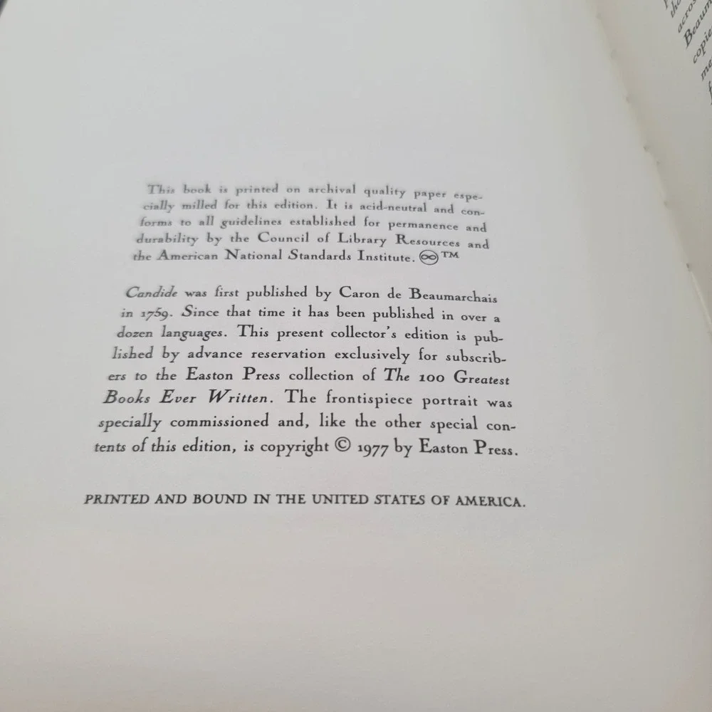 1977 Candide Voltaire Easton Press Collectors Edition Illustrated Leatherbound‎